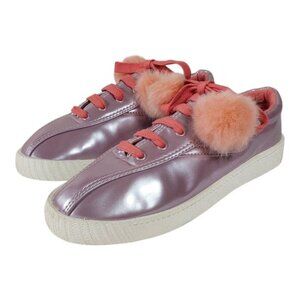 Tretorn Youth Iridescent Metallic Lavender Pom Pom Sneakers - Excellent Cond - 3